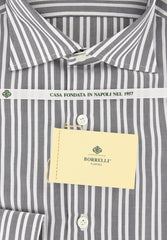 Borrelli Gray Striped Shirt - Extra Slim - 15.5/39 - (EV65090GIANNI)