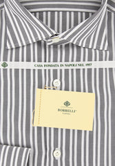 Borrelli Gray Striped Shirt - Extra Slim - 15.75/40 - (EV65090GIANNI)