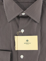 Borrelli Brown Striped Shirt - Extra Slim - 15.75/40 - (EV662NUNZIO)