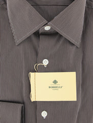 Luigi Borrelli Brown Striped Shirt - Extra Slim - 16/41 - (EV662NUNZIO)