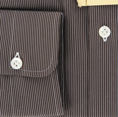 Borrelli Brown Striped Shirt - Extra Slim - 15.75/40 - (EV662NUNZIO)