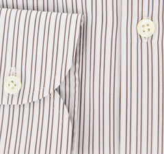 Borrelli Brown Striped Shirt - Extra Slim - 15.5/39 - (EV708LEONARDO)