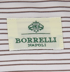 Borrelli Brown Striped Shirt - Extra Slim - 15.5/39 - (EV708LEONARDO)