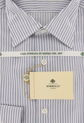 Borrelli Blue Striped Shirt - Extra Slim - 15.5/39 - (EVS07371GINO)