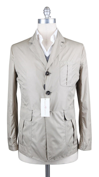 Luciano Barbera Beige Solid Jacket - Size M (US) / 50 (EU) - (11106834040)