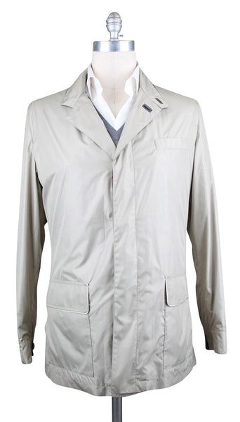 Luciano Barbera Beige Solid Jacket - Size 46 (US) / 56 (EU) - (11121913)