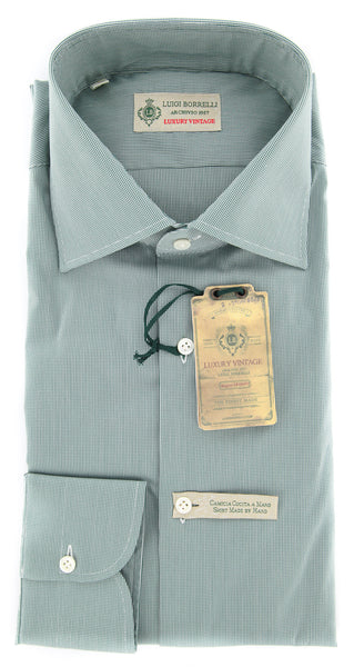 Borrelli Green Fancy Shirt - Extra Slim - 15.75/40 - (EV915GIOSUE)