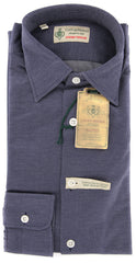 Borrelli Navy Blue Fancy Shirt - Extra Slim - S/S - (MA49670MICHELE)