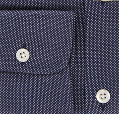 Borrelli Navy Blue Fancy Shirt - Extra Slim - S/S - (MA49670MICHELE)