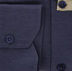 Borrelli Navy Blue Fancy Shirt - Extra Slim - S/S - (MA49770HILL)