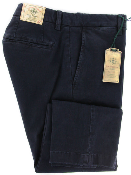 Luigi Borrelli Navy Blue Solid Pants - 40/56 - (10SLIMCERN/LDY/NAVY)