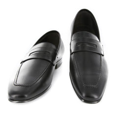 Max Verre Black Leather Shoes - Penny Loafers - 10/9 - (MV116NERO)