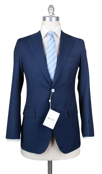 Orazio Luciano Navy Blue Wool Solid Suit -  46/56 - (2BOTTONIA9714)