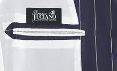 Orazio Luciano Navy Blue Silk Striped Suit - (OLBLUX9STR) - Parent