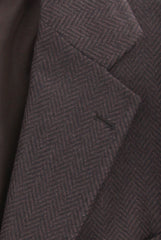 Luigi Borrelli Brown Cashmere Herringbone Coat -  3 Button - 42/52