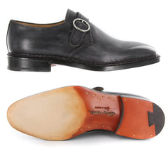 Santoni Gray Leather Shoes - Monk Straps - 7 D/5 F - (11379-45F)