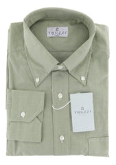 Truzzi Green Micro-Check Cotton Dress Shirt - Slim - 16/41 - (71)