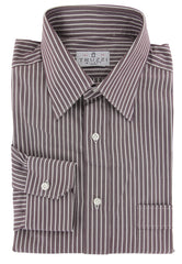 Truzzi Brown Striped Cotton Dress Shirt - Slim - 15.75/40 - (7Z)