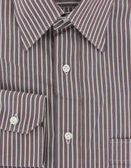 Truzzi Brown Striped Cotton Dress Shirt - Slim - (7Z) - Parent
